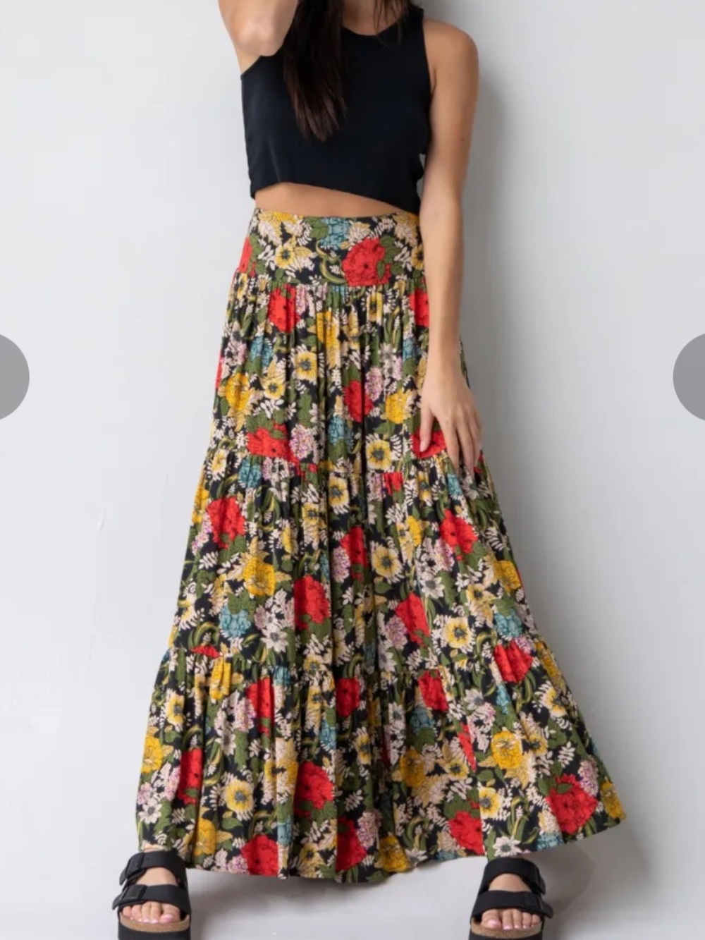 Natural Life Hanna Convertible Maxi Skirt Dress Black Red Poppy 2 In 1 XL
